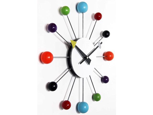 Infinity Instruments Orb Spoke Midcentury Modern 15 inch Retro Starburst Ball Wall Clock Quiet Quartz Movement Mid Century Decorative, Multi,...