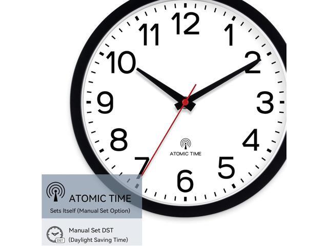AKCISOT Atomic 10 Inch Wall Clock Analog Clocks for Indoor Kitchen, Battery Operated Clock for Bedroom Office Classroom Living Room(Black)