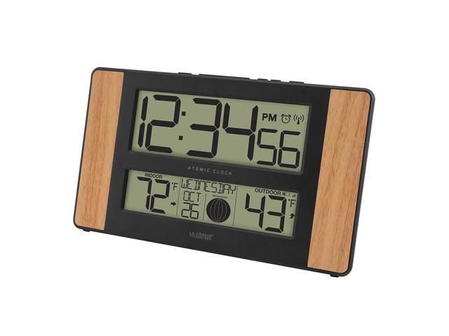La Crosse Technology Atomic Digital Clock with Outdoor Temperature, Wood Oak, 0
