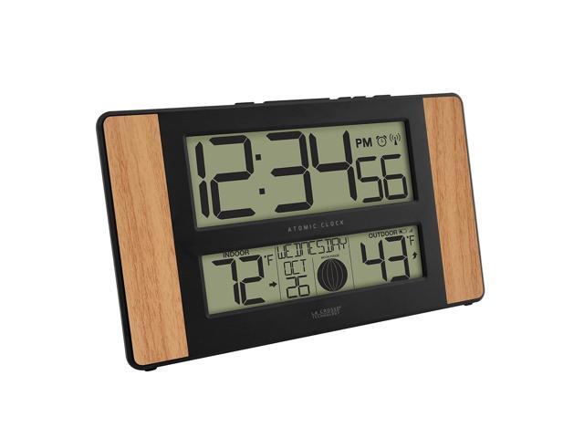 La Crosse Technology Atomic Digital Clock with Outdoor Temperature, Wood Oak, 0