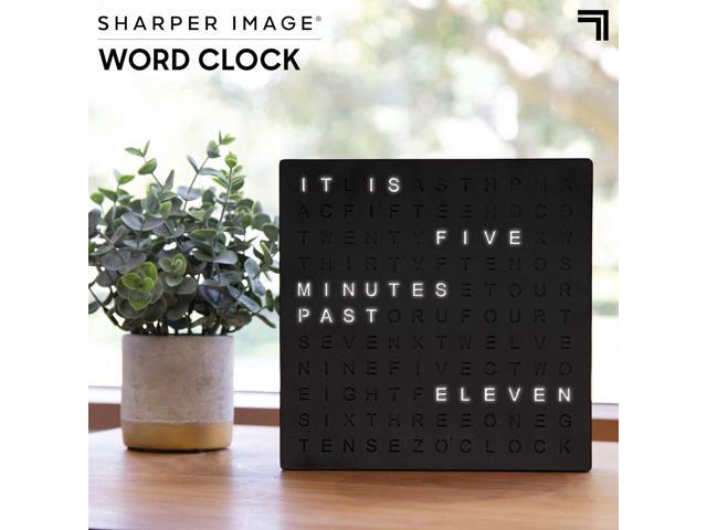 Sharper Image LED Light-Up Word Clock, 7.75' Modern Design, Electronic Accent Wall or Desk Clock, USB Cord & Power Adapter, Unique Contemporary...