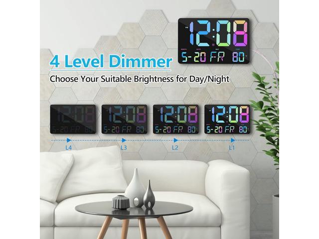 Amgico Digital Alarm Clock with Snooze, Temperature, Auto Dimming, 11.5' Large Display Calendar, Desk/Wall Clock for Bedroom, Living Room, Office,...