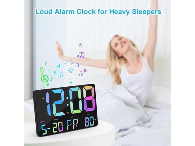 Amgico Digital Alarm Clock with Snooze, Temperature, Auto Dimming, 11.5' Large Display Calendar, Desk/Wall Clock for Bedroom, Living Room, Office,...