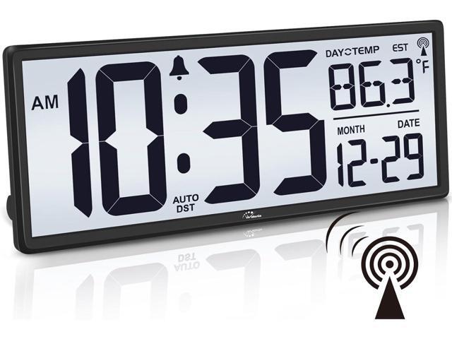 WallarGe 14.5'' Atomic Clock with Backlight, Large Digital Wall Clock Battery Operated, Large Display with Temperature and Date, Easy to Read and...