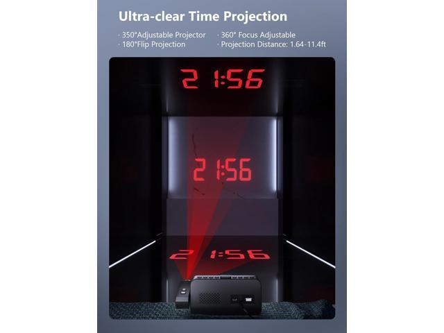 Projection Alarm Clock for Bedroom,Digital Clock with 350° Rotatable Projector,5-Level Dimmer,Dual Alarm with Weekday/Weekend Mode,Adjustable...