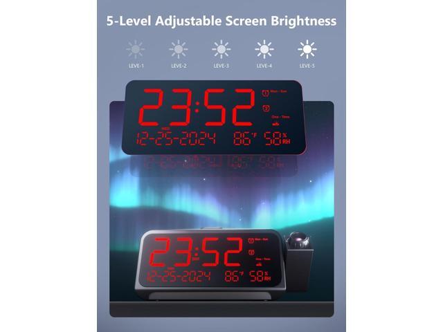 Projection Alarm Clock for Bedroom,Digital Clock with 350° Rotatable Projector,5-Level Dimmer,Dual Alarm with Weekday/Weekend Mode,Adjustable...