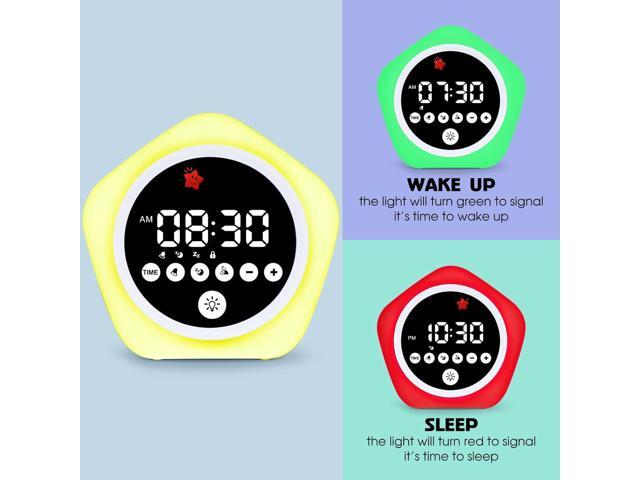 Kids Alarm Clock, Ok to Wake Clock with Green Light Red Light, Toddler Sleep Training Clock for Children