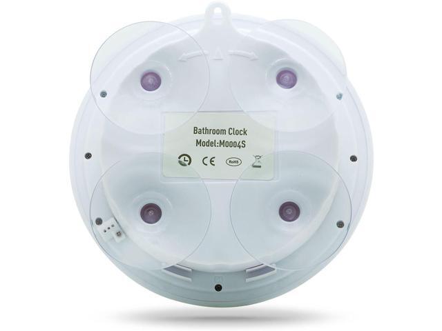 Extra Large Shower Clock with Suction Cups, Date and Temperature, Water Resistant Clock for Bathroom