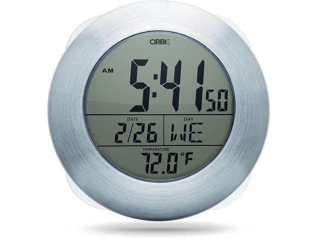 Extra Large Shower Clock with Suction Cups, Date and Temperature, Water Resistant Clock for Bathroom