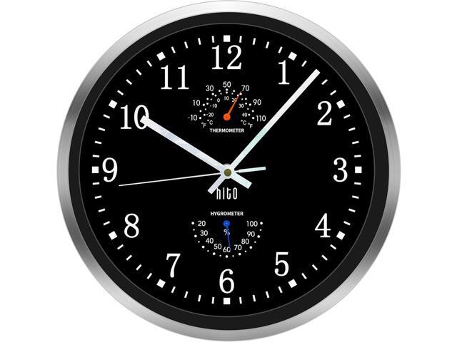 HITO 12 Inch Silent Wall Clock Battery Operated Non Ticking Glass Cover Silver Aluminum Frame, for Kitchen, Bedroom, Home Office, Living Room Decor...