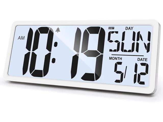 Large Digital Wall Clock with Backlight 15 Inch Digital Alarm Clock for Bedroom Wall Clocks Battery Operated Large Display with Temperature Desk...