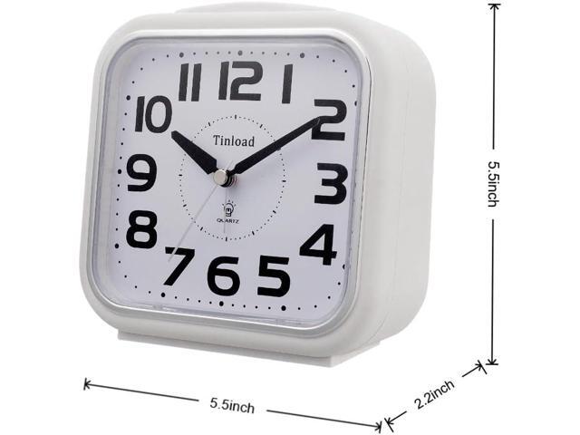 5.5' Large Analog Alarm Clock Silent Non Ticking, Gentle Wake, Beep Sounds, Increasing Volume, Battery Operated Snooze and Manual Light, Easy...