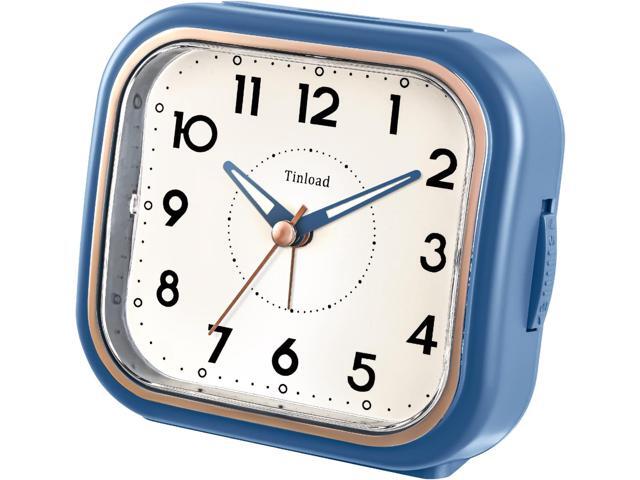 4.5' Vintage Retro Analog Alarm Clock, Super Silent Non Ticking Clock with Manual Light, Snooze, Battery Operated, Simply Design, for Living Room,...