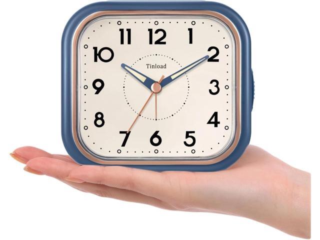 4.5' Vintage Retro Analog Alarm Clock, Super Silent Non Ticking Clock with Manual Light, Snooze, Battery Operated, Simply Design, for Living Room,...