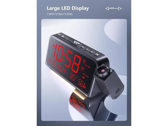 Projection Alarm Clock for Bedroom,Digital Clock with 350° Rotatable Projector,5-Level Dimmer,Dual Alarm with Weekday/Weekend Mode,Adjustable...