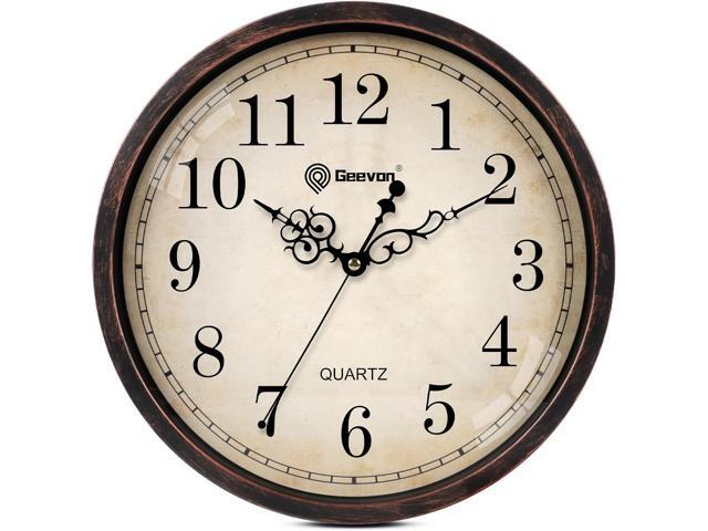 Geevon Vintage Wall Clock, Silent 14' Non Ticking Retro Round Clock Quartz Decorative Battery Operated Wall Clock for...
