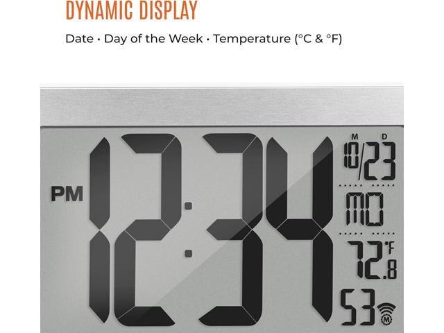 MARATHON Atomic Wall Clock with Stand, White Frame/Stainless Steel Finish - Large, 9-Inch Display - AM/PM or 24-Hour Time Format, Eight Time Zones...