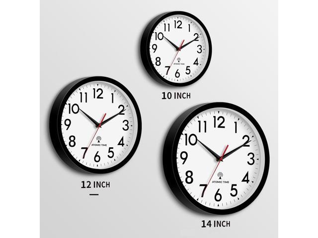 Atomic Wall Clock Analog 12 Inch Battery Operated Modern Decorative for Living Room Kitchen Office Bedroom Bathroom(Black)