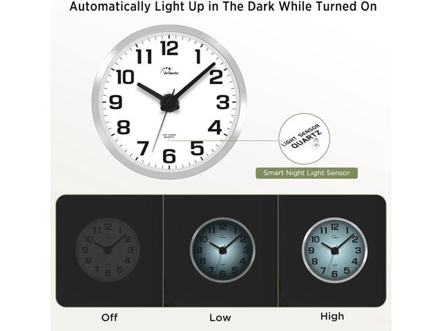 WallarGe Night Light Wall Clock for Bedroom - Silent Lighted up Wall Clock Glow in The Dark, Battery Operated Wall Clocks for Living Room/Kitchen,...