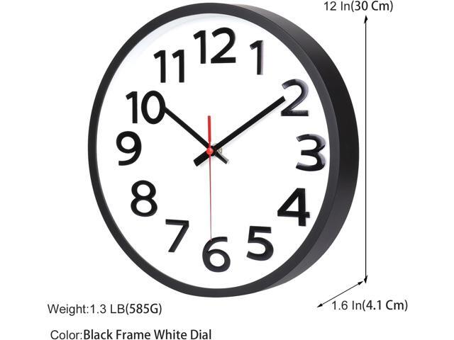 Wall Clock 12 Inch Silent Non-Ticking Big Numbers Easy to Read Wall Clocks Decorative for Office School Bedroom Home
