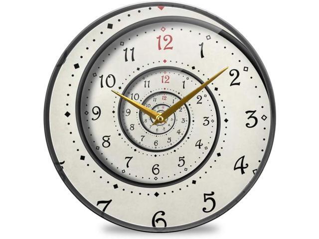 ALAZA Modern White Spiral Wall Clock Battery Operated Silent Non Ticking Clocks for Living Room Decor 12 Inch / 9.5 Inch