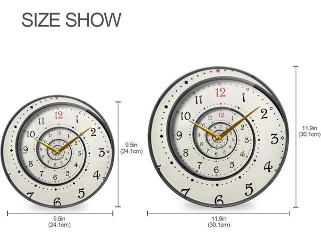 ALAZA Modern White Spiral Wall Clock Battery Operated Silent Non Ticking Clocks for Living Room Decor 12 Inch / 9.5 Inch
