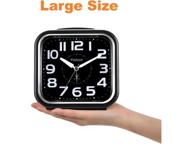 5.5' Large Analog Alarm Clock Silent Non Ticking, Gentle Wake, Beep Sounds, Increasing Volume, Battery Operated Snooze and Manual Light, Easy Set,...