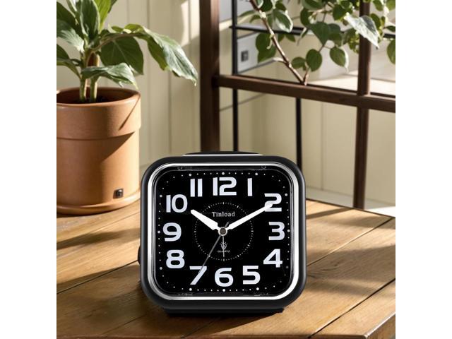 5.5' Large Analog Alarm Clock Silent Non Ticking, Gentle Wake, Beep Sounds, Increasing Volume, Battery Operated Snooze and Manual Light, Easy Set,...