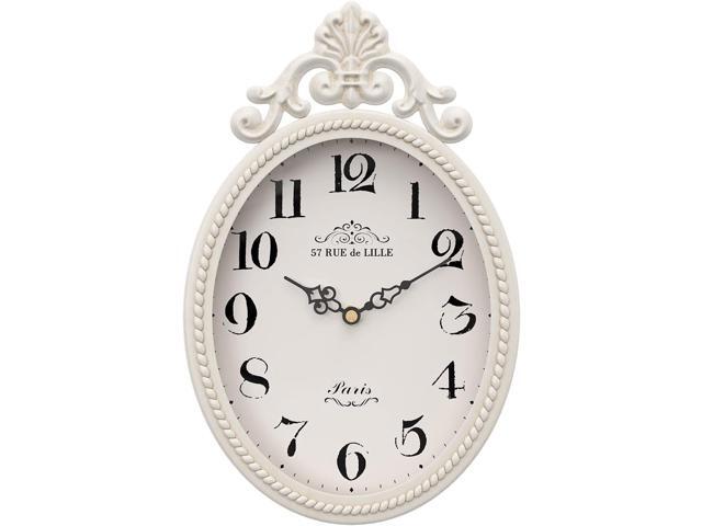 Abdurey Small French Retro Decorative Wall Clock, Ivory White Vintage Oval Style,Silent Battery Operated Boho Decor Wall Clocks for...