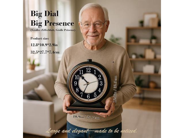 AYRELY Vintage Desk Clock Silent-Non-Ticking 10-inch dial Table Clock,Retro Mantel Clocks and Easy to Read for Living Room, Bedroom, Shelf...