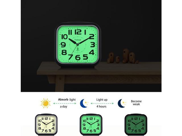 5.5' Large Analog Alarm Clock Silent Non Ticking, Glow in Dark dial, Gentle Wake, Beep Sounds, Increasing Volume, Battery Operated Snooze and...