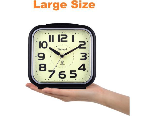 5.5' Large Analog Alarm Clock Silent Non Ticking, Glow in Dark dial, Gentle Wake, Beep Sounds, Increasing Volume, Battery Operated Snooze and...