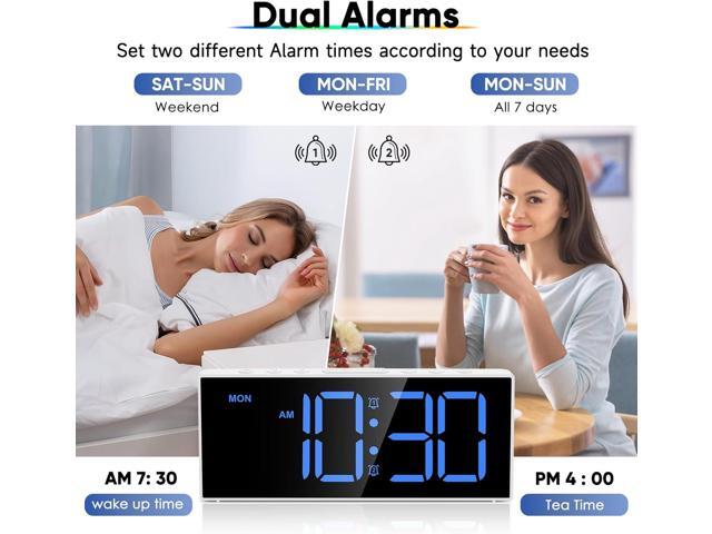 Alarm Clock with Large Display Big Numbers,5 Levels BrightnessSnooze,USB Charging Port,LED and Mirror Desk Clock,Dual Alarms Modern Electronic...