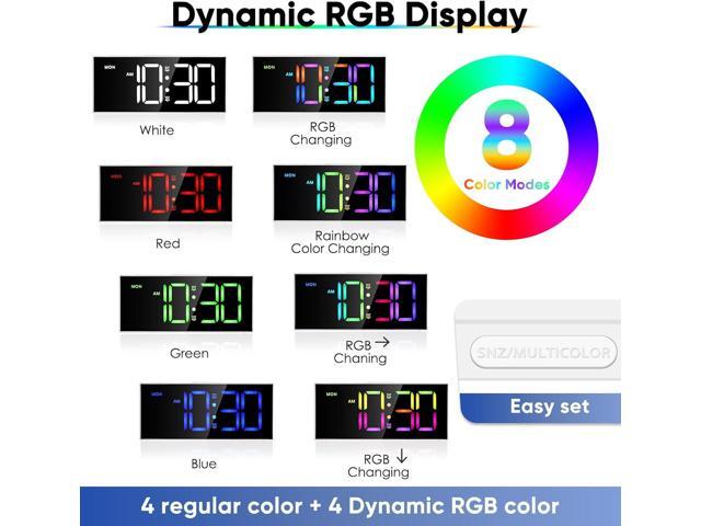 Alarm Clock with Large Display Big Numbers,5 Levels BrightnessSnooze,USB Charging Port,LED and Mirror Desk Clock,Dual Alarms Modern Electronic...