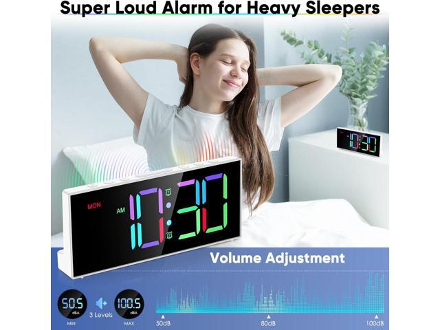Alarm Clock with Large Display Big Numbers,5 Levels BrightnessSnooze,USB Charging Port,LED and Mirror Desk Clock,Dual Alarms Modern Electronic...