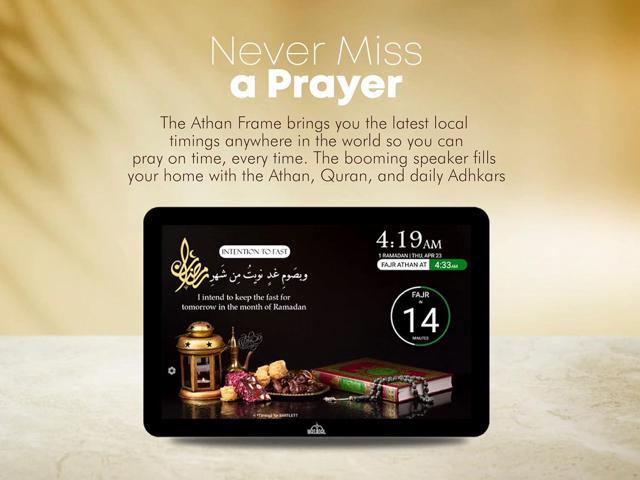 10' Digital Azan Clock with WiFi, Dynamic Touch Screen, Worldwide Prayer Times, Full Quran Player, Islamic Art, Streaming Halal Muslim Content:...