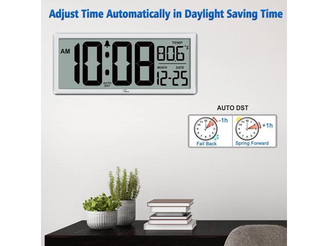 WallarGe 14.5'' Large Digital Wall Clock Battery Operated with Jumbo Numbers, Temperature and Date - Easy to Read and Set, Auto DST