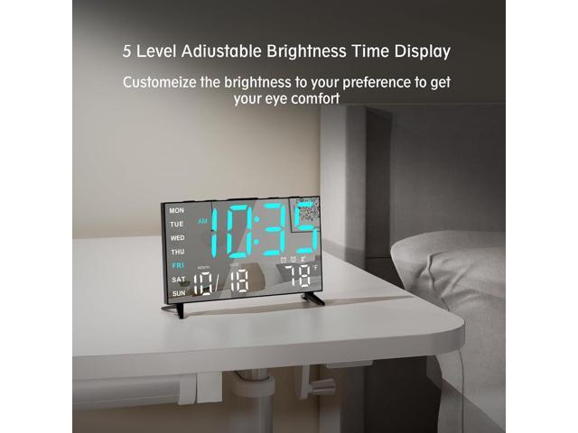 Mirror Digital Loud Alarm Clock,Indoor Temperature,USB Charging Port,Dimmer,Dual Alarms,Adjustable Volum,12/24H,Snooze,Perfect for Bedroom and...