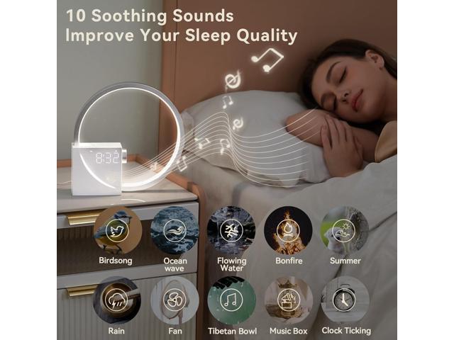 Vivilumens Sunrise Digital Alarm Clock, White Noise Sound Machine, Sleep Aid Timer with USB Port, Dimmable Digital Clocks Display, Snooze,10...