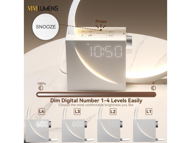 Vivilumens Sunrise Digital Alarm Clock, White Noise Sound Machine, Sleep Aid Timer with USB Port, Dimmable Digital Clocks Display, Snooze,10...