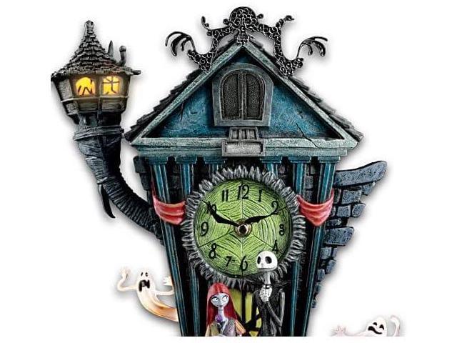 The Bradford Exchange The Nightmare Before Christmas Cuckoo Clock, 21 inches, Musical, Light-Up, Limited Edition