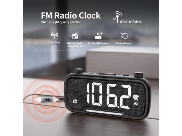 5-in-1 Alarm Clock Radio FM Radio, Hi-Fi Speaker Sound, Bluetooth Speaker, Auto-Off Timer, Night Light, Dual Charging Ports Ideal for Bedrooms,...
