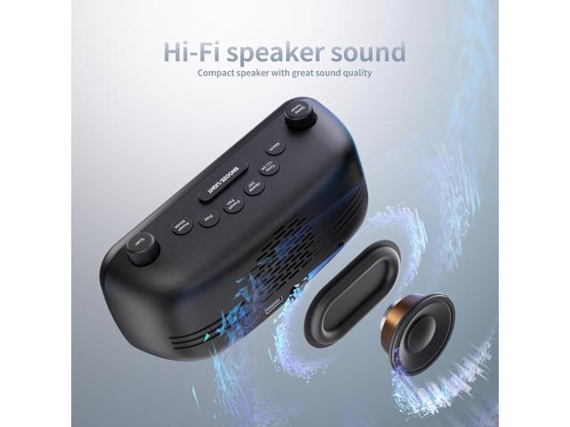 5-in-1 Alarm Clock Radio FM Radio, Hi-Fi Speaker Sound, Bluetooth Speaker, Auto-Off Timer, Night Light, Dual Charging Ports Ideal for Bedrooms,...