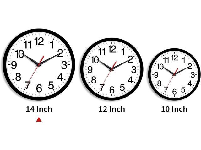 14 Inch Wall Clock Modern Battery Operated Silent Non Ticking Large Analog Clock for Living Room Office Home Bedroom Kitchen Bathroom(Black)