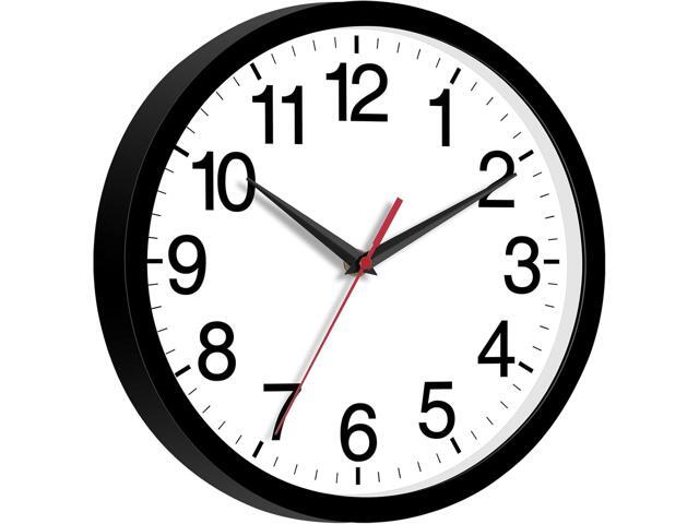 14 Inch Wall Clock Modern Battery Operated Silent Non Ticking Large Analog Clock for Living Room Office Home Bedroom Kitchen Bathroom(Black)