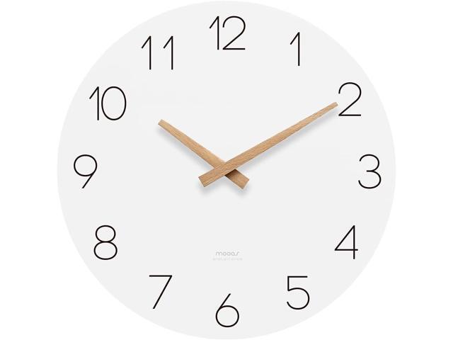 mooas Flatwood Wall Clock, Analog Wall Clock, Silent Non-Ticking 12 inch Modern Wall Clocks Battery Operated for Office, Home, Bathroom, Kitchen,...