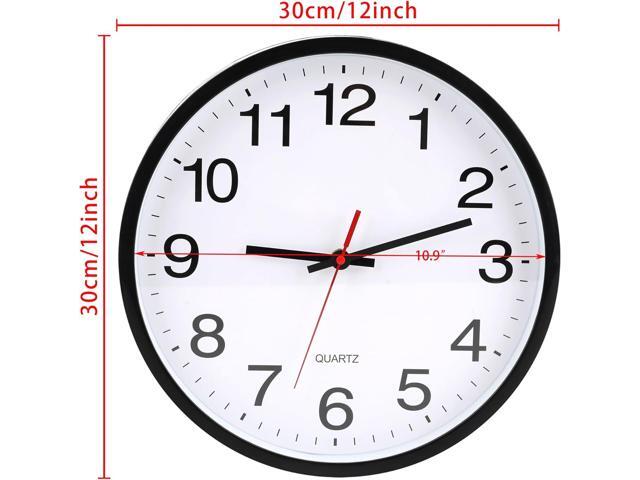 12 Inch Wall Clock, Modern Wall Clocks Battery Operated, Silent Non-Ticking Analog Classic Clock Decorative,Black