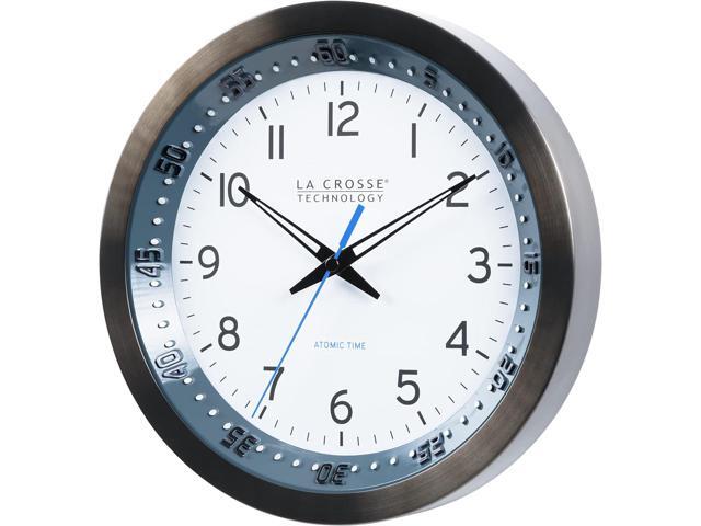 La Crosse Technology 404-54667-INT 10-Inch Atomic Chapter Ring Stainless Steel Analog Clock