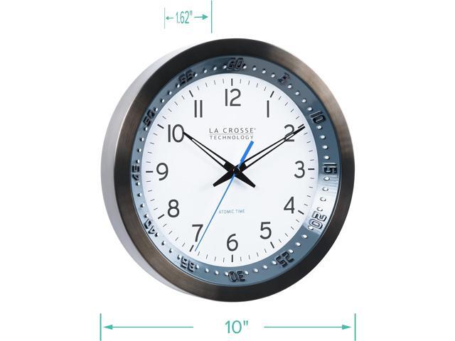 La Crosse Technology 404-54667-INT 10-Inch Atomic Chapter Ring Stainless Steel Analog Clock