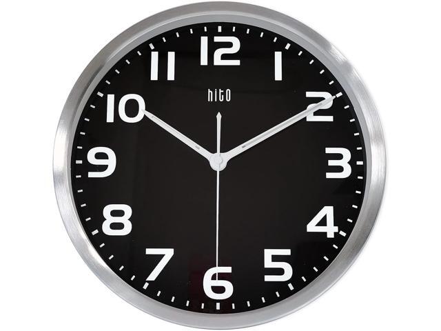 HITO 12 Inch Night Light Wall Clock Battery Operated Brightness Adjustable, Metal Frame, Glass Cover(Hands + Numbers Illuminate)